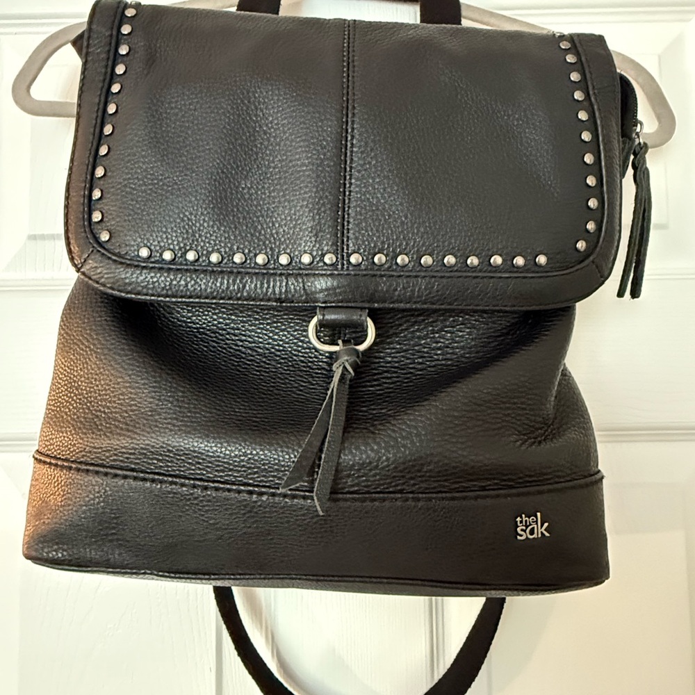 The Sak Black Leather Backpack with Studs.